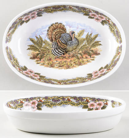 Thanksgiving Multicolor (Non-England) 9" Oval Baker