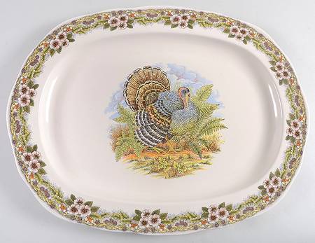 Thanksgiving Multicolor (Non-England) 18" Oval Serving Platter