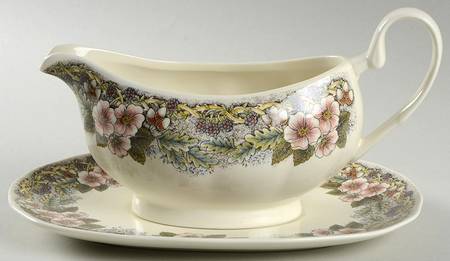 Thanksgiving Multicolor (Non-England) Gravy Boat & Underplate