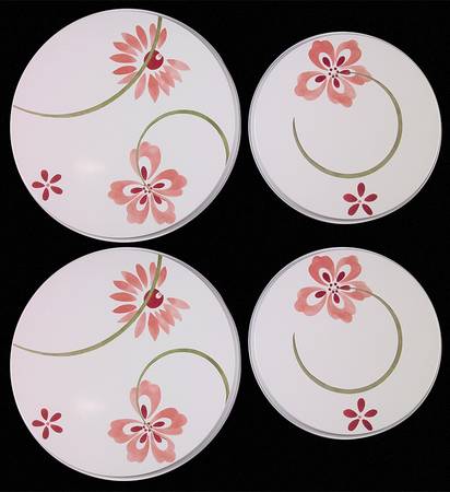 Pretty Pink (Corelle) Stove Cover Set-Steel 2 8" & 2 10" Round Covers