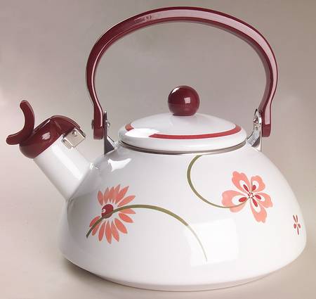 Pretty Pink (Corelle) Metal Whistler Kettle & Lid