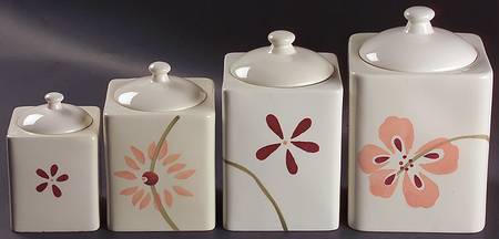 Pretty Pink (Corelle) (4 Piece) Canister Set (Box Set)