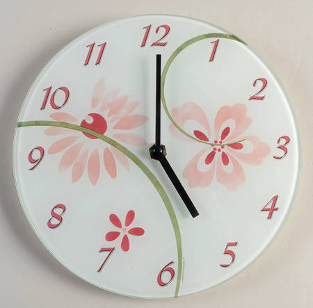 Pretty Pink (Corelle) Tempered Glass Wall Clock