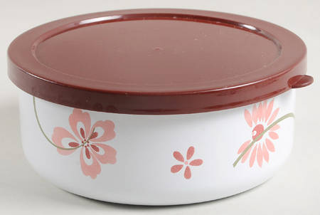 Pretty Pink (Corelle) 5" Metal Bowl W/Plastic Lid