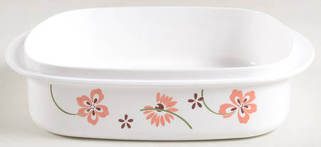 Pretty Pink (Corelle) 40 Oz Square Plastic Microwave Bowl, No Vent Lid