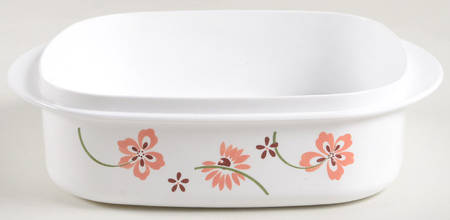 Pretty Pink (Corelle) 28 Oz Square Plastic Microwave Bowl No Vent Lid