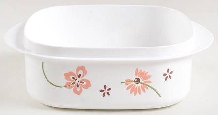Pretty Pink (Corelle) 16 Oz Square Plastic Microwave Bowl, No Vent Lid