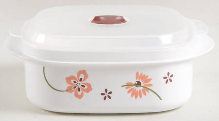 Pretty Pink (Corelle) 16 Oz Square Plastic Microwave Bowl w/Vent Lid