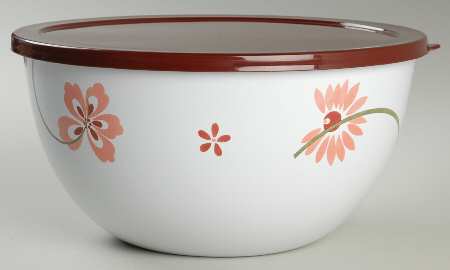 Pretty Pink (Corelle) 9 5/8" Metal Bowl with Plastic Lid