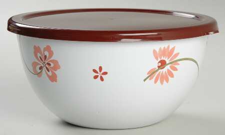 Pretty Pink (Corelle) 71/4" Metal Bowl W/Plastic Lid