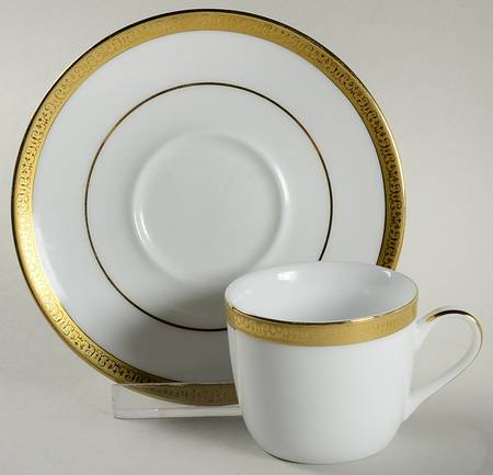 Grand Buffet Gold Flat Demitasse Cup & Saucer Set