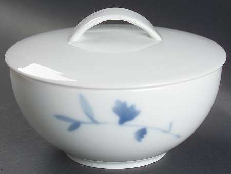 Birch (Floral & Blue Band) Sugar Bowl & Lid