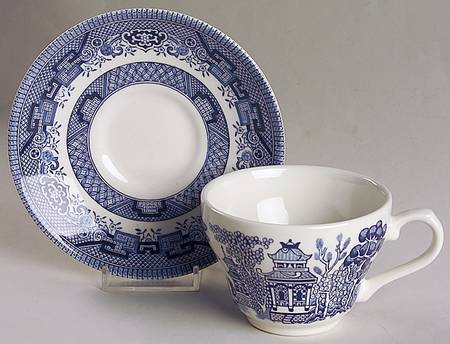 Willow Blue (Columbia) Flat Cup & Saucer Set