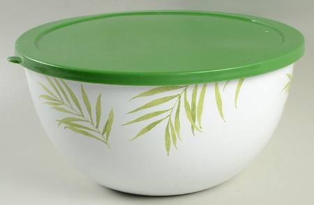Bamboo Leaf (Corelle) 9 5/8" Metal Bowl with Plastic Lid
