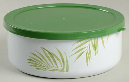 Bamboo Leaf (Corelle) 6" Metal Bowl W/Plastic Lid