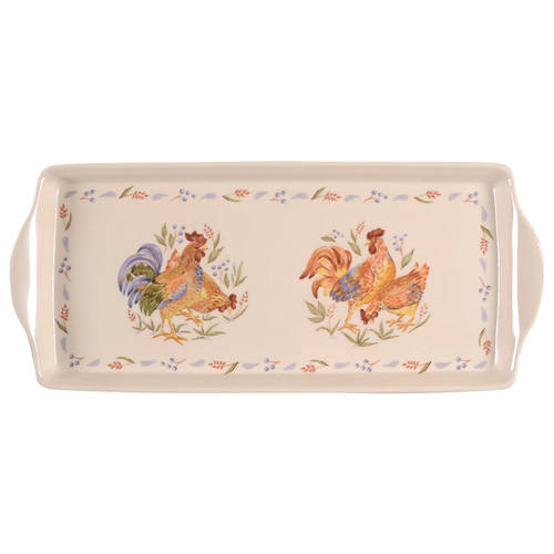 Country Morning 15" Melamine Rectangular Handled Tray