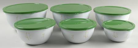 Kobe (Corelle) Metal Bowl Set, 6 Bowls & Plastic Lids