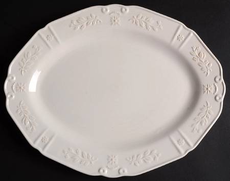 Traditions Embossed White (Corelle) 14" Oval Serving Platter