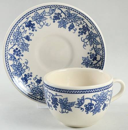 Vineyard Blue Flat Cup & Saucer Set