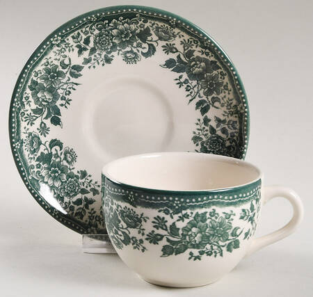 Vineyard Green Flat Cup & Saucer Set