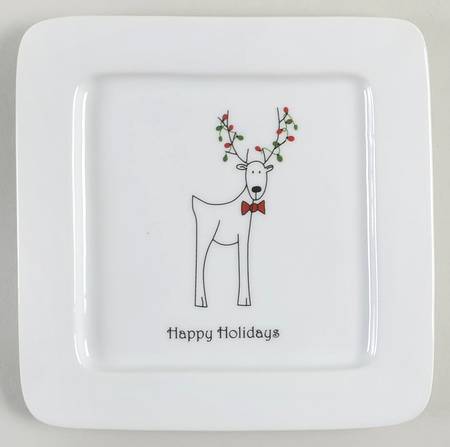 Happy Holidays (Rudy) Square Appetizer Plate