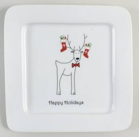 Happy Holidays (Rudy) Square Appetizer Plate