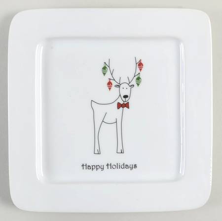 Happy Holidays (Rudy) Square Appetizer Plate