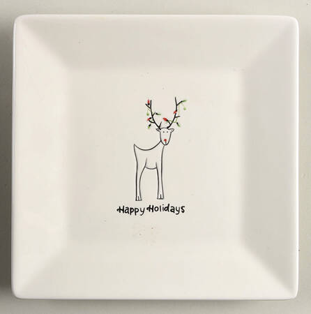 Happy Holidays (Rudy) Square Appetizer Plate