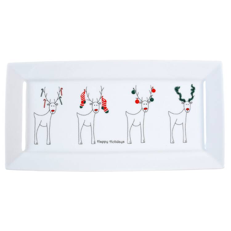 Happy Holidays (Rudy) 14" Rectangular Serving Platter