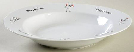 Happy Holidays (Rudy) Large Rim Soup Bowl