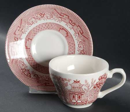 Willow Rosa Pink (Colombia & Romania) Flat Cup & Saucer Set