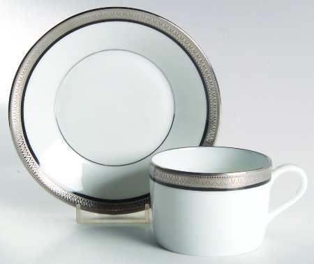 Malmaison Black (No Verge) Flat Cup & Saucer Set