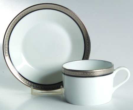 Malmaison Black (No Verge) Flat Cup & Saucer Set