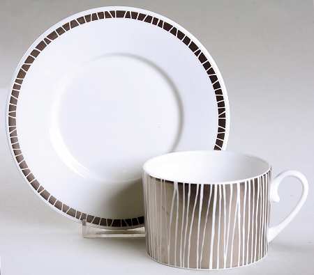 Silver Texture Flat Cup & Saucer Set