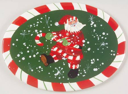 Peppermint Santa Oval Cheese Plate
