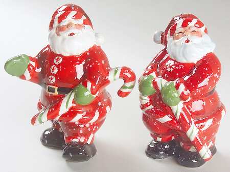Peppermint Santa Figural Salt & Pepper Set