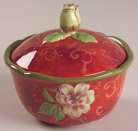Scarlet Magnolia Sugar Bowl & Lid