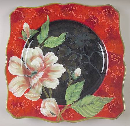 Scarlet Magnolia 15" Square Serving Platter
