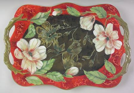 Scarlet Magnolia 19" Rectangular Serving Platter