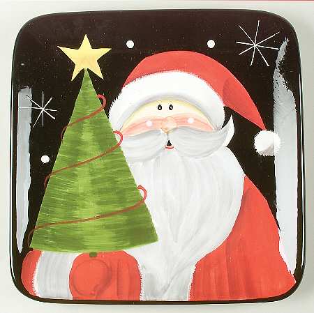 Holiday Santa 13" Square Serving Platter