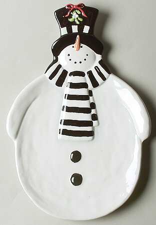 Holiday Snowman Figural Candy Plate