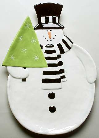 Holiday Snowman 18" Snowman Platter