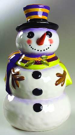Jolly Snowman Figural Cookie Jar & Lid
