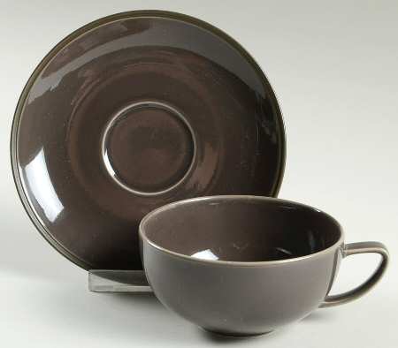 Tonal Edge Bronze Flat Cup & Saucer Set