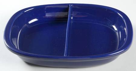 Indigo Blue 11" Oval Divided Baker