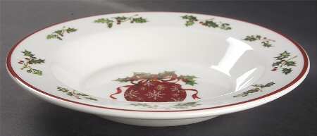 Holiday Celebrations (Red Trim) Large Rim Soup Bowl
