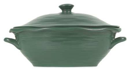 Casual Collections Green and Terracotta 3 Quart Oval Covered Casserole