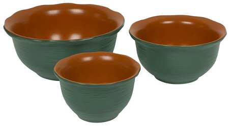 Casual Collections Green and Terracotta (3 Piece) Mixing Bowl Set