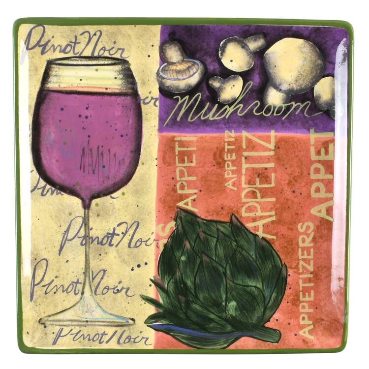 Wine Collage 13" Square Serving Platter