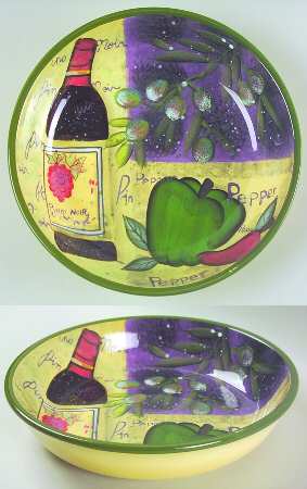 Wine Collage 9" Individual Pasta Bowl